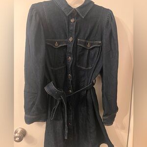 Denim Waist Tie Shirt Dress